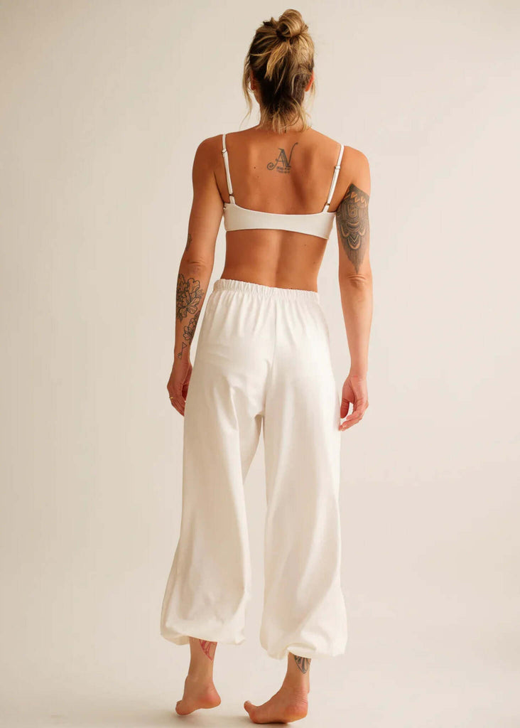 Goa Pants — white balloon pants on model, back view — MYFASHIONFRUIT