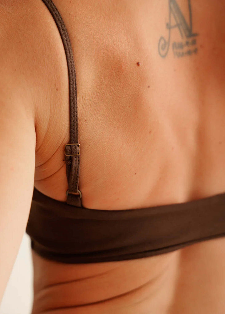 Lotus Bralette — detail, brown on model — MYFASHIONFRUIT