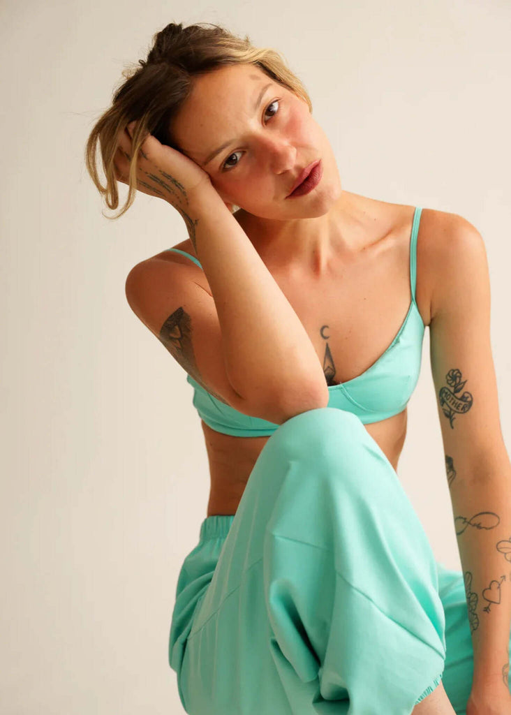 Lotus Bralette — light green bra & pants on model — MYFASHIONFRUIT