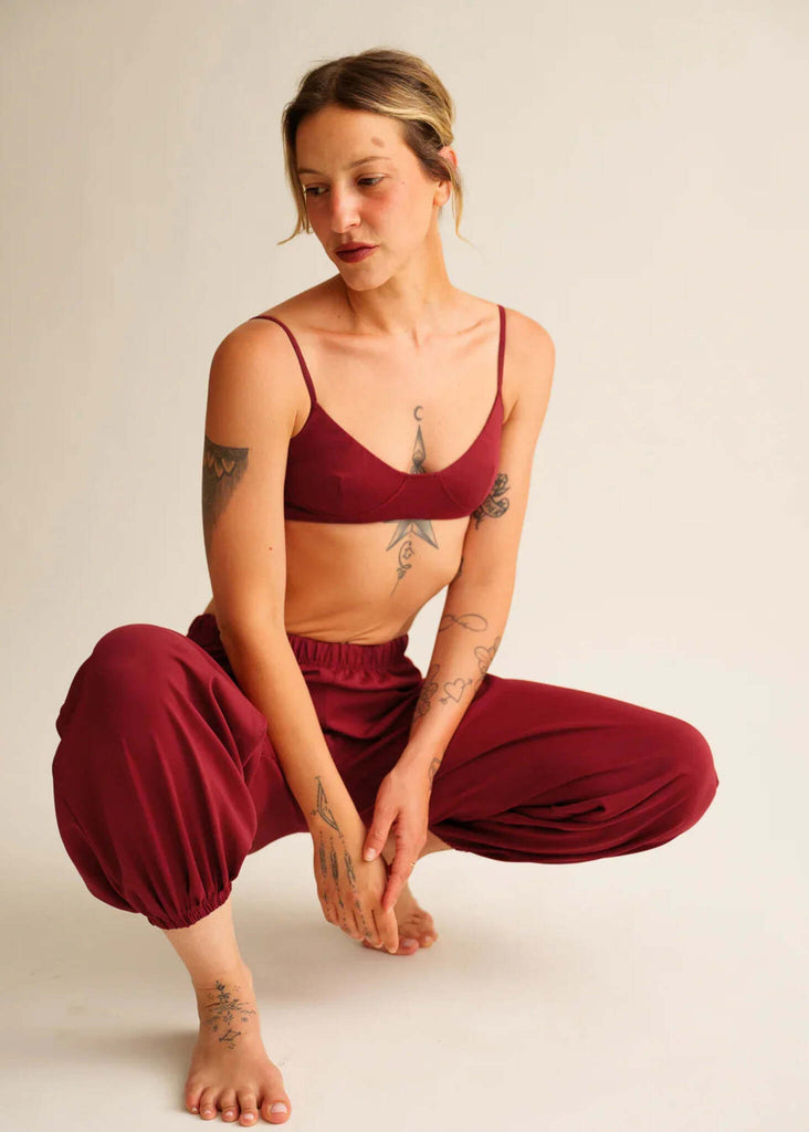 Lotus Bralette — on model in maroon set — MYFASHIONFRUIT
