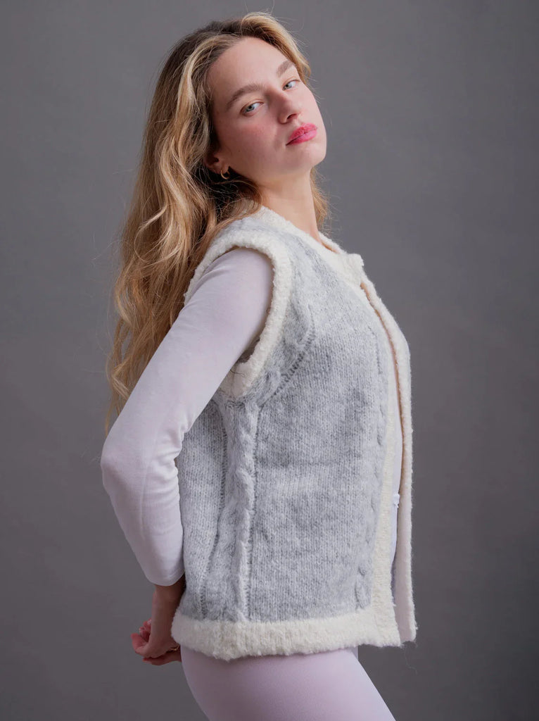 Ameline Vest — gray knit vest on model — MYFASHIONFRUIT