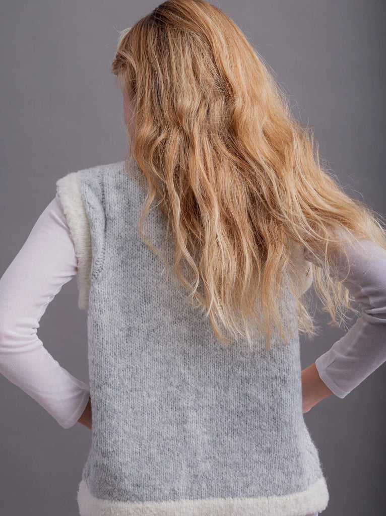 Ameline Vest — Light blue knit on model, back view — MYFASHIONFRUIT