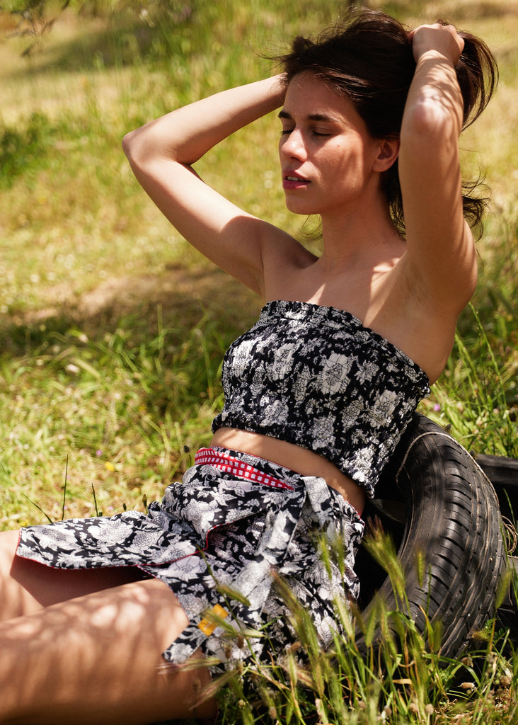 Kaia Top — Floral print crop top, on model — MYFASHIONFRUIT