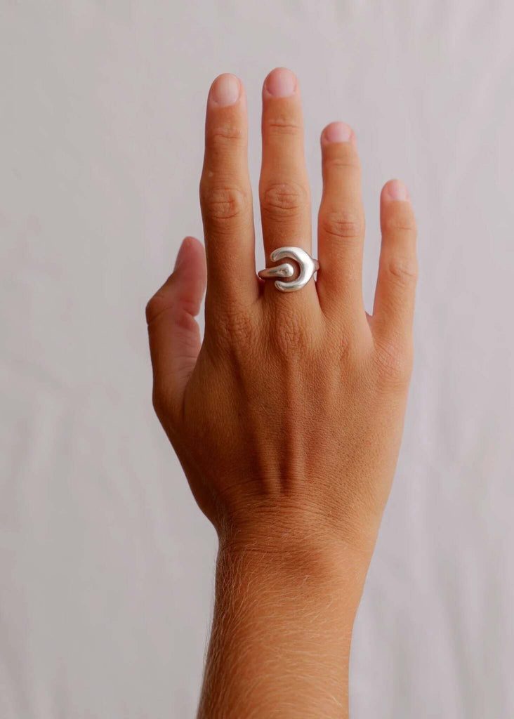 Cronus Ring — silver statement ring on model — MYFASHIONFRUIT