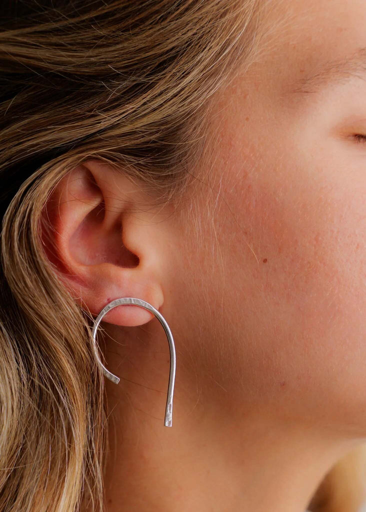 Spicy Silver Earrings — Silver horseshoe on model — MYFASHIONFRUIT
