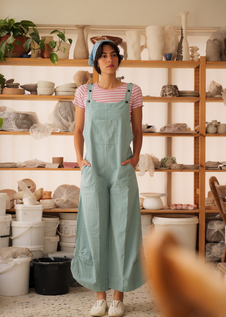 Mayaa Dungarees — Light green on model — MYFASHIONFRUIT