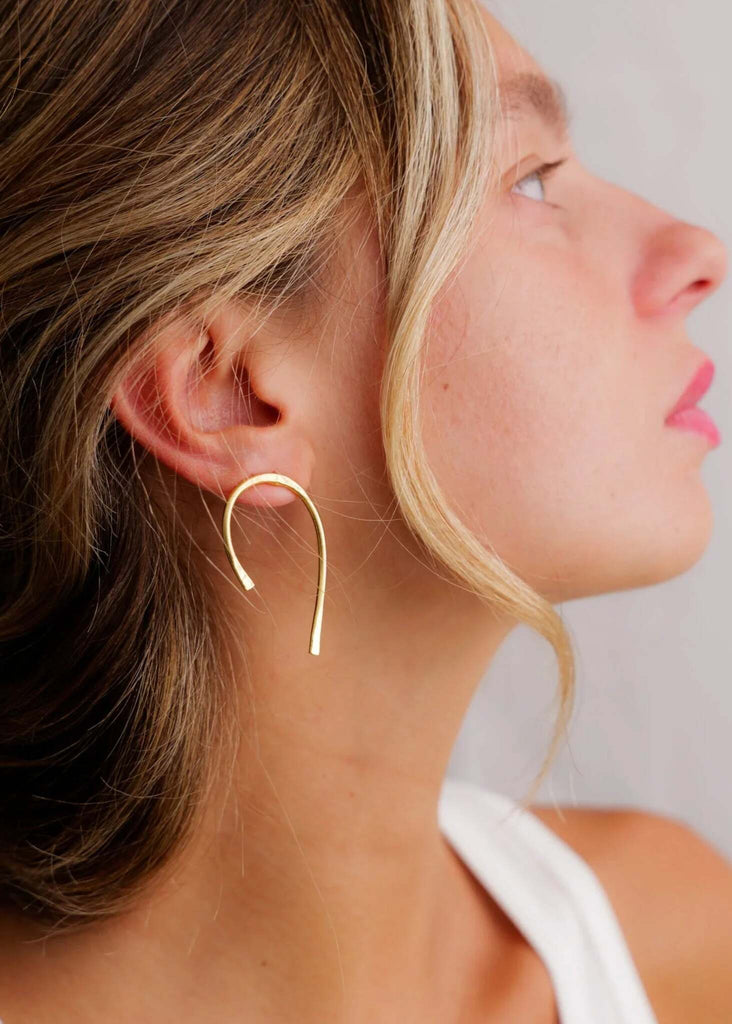 Spicy Gold Earrings — Gold earrings on model, detail — MYFASHIONFRUIT