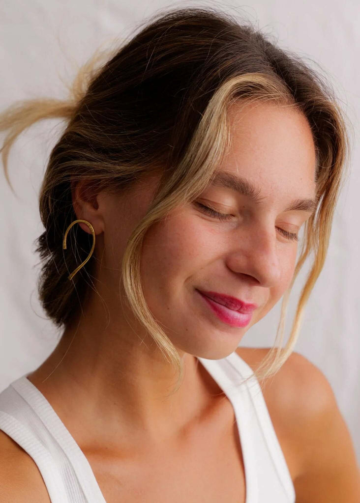 Spicy Gold Earrings — Gold metal earrings on model — MYFASHIONFRUIT