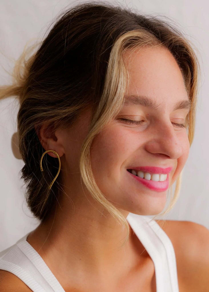 Spicy Gold Earrings — Gold drop earrings on model — MYFASHIONFRUIT