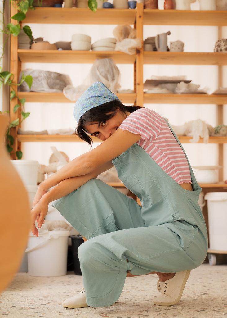 Mayaa Dungarees — Light blue on model — MYFASHIONFRUIT