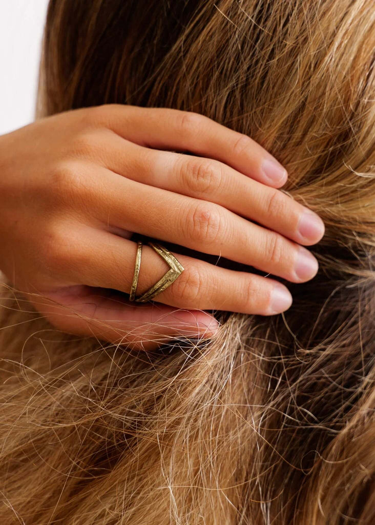 Myah Bronze Ring — gold tone on model, detail — MYFASHIONFRUIT