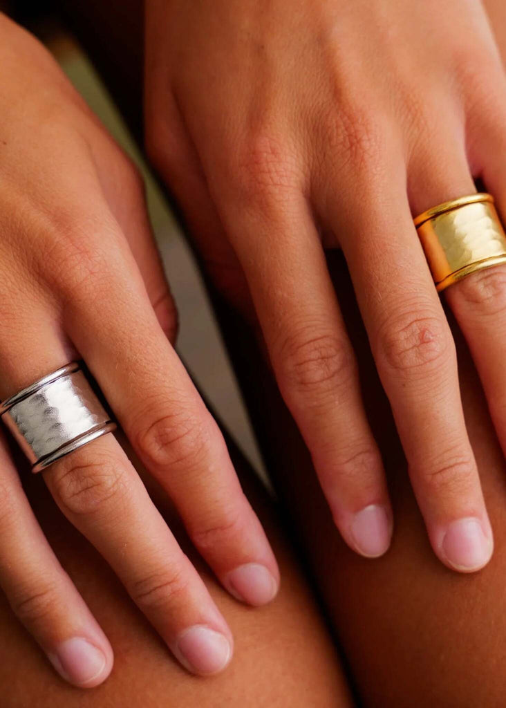 Into the Light Ring — Gold and silver rings on model — MYFASHIONFRUIT