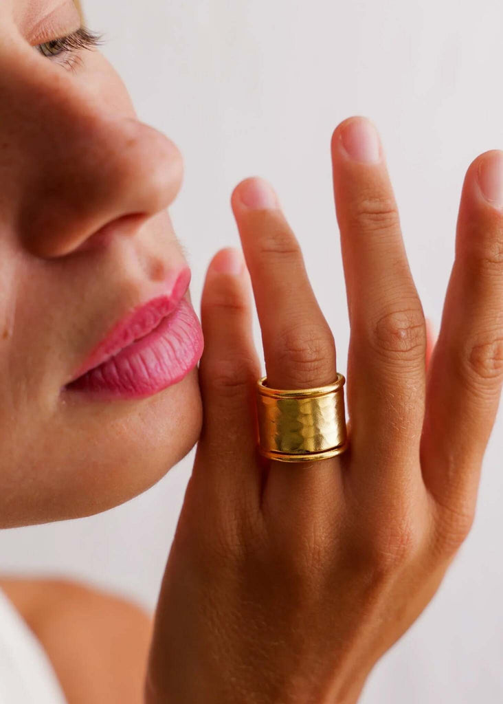 Into the Light Ring — Gold ring on model, detail — MYFASHIONFRUIT