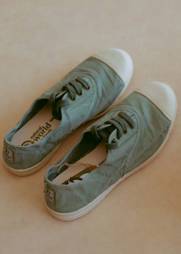 Old Lavanda Sneakers — Sage green canvas sneakers detail — MYFASHIONFRUIT