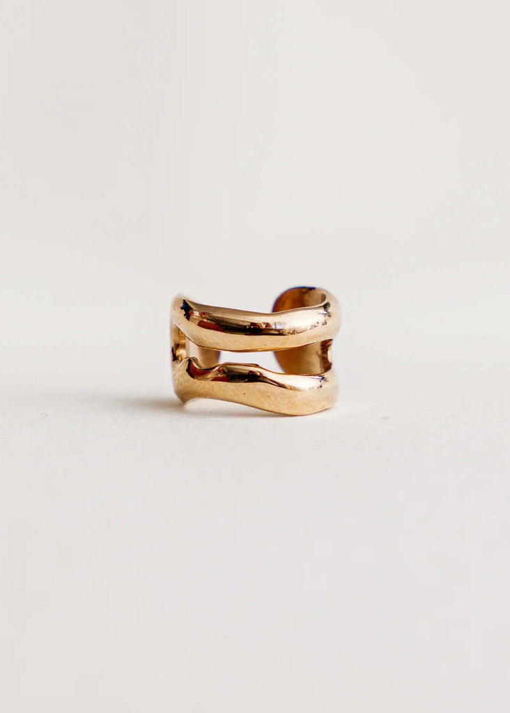 Vincent Minimal Ear Cuff — gold, double band — MYFASHIONFRUIT