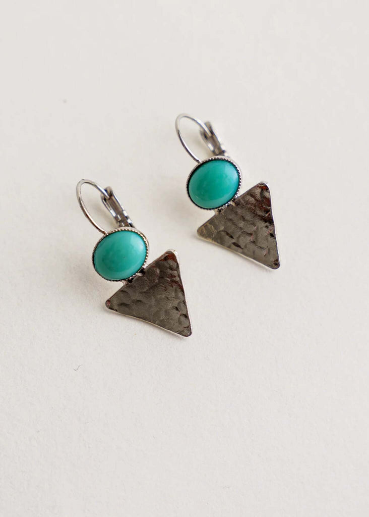 Deep Ocean Earrings — Turquoise and silver triangle earrings — MYFASHIONFRUIT