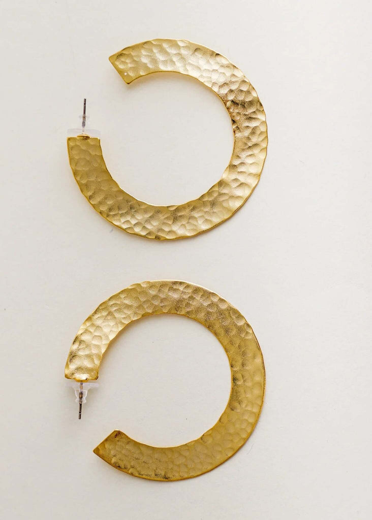Candra Golden Hoops — Gold hammered hoops detail — MYFASHIONFRUIT