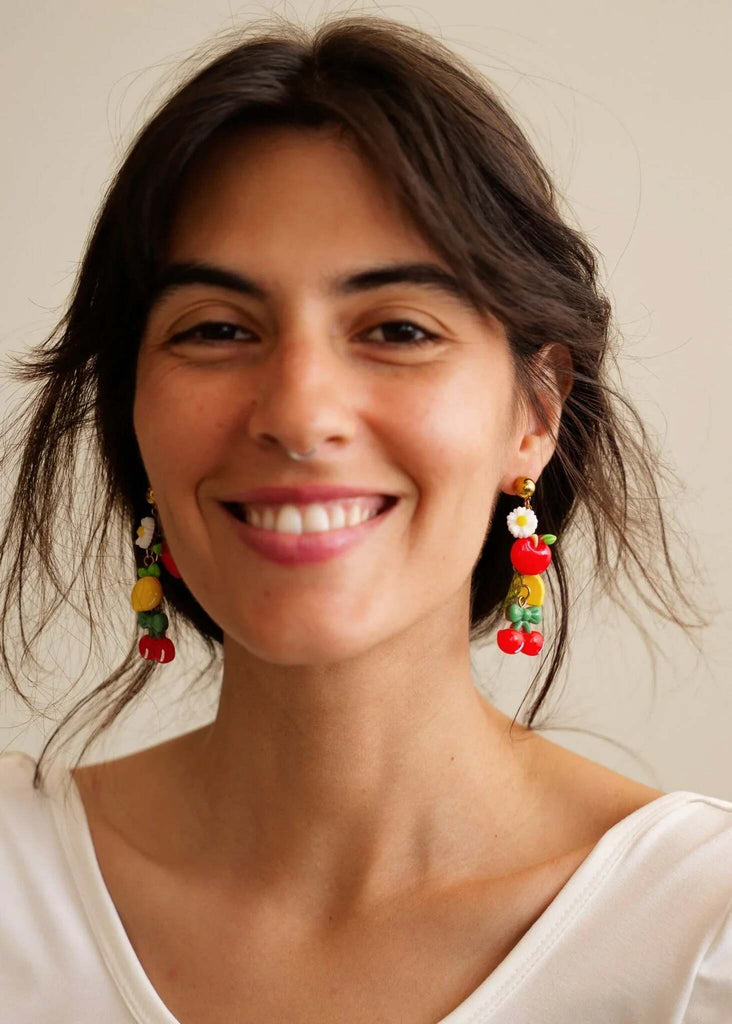 Sour Cherry Earrings — On model, fruit earrings — MYFASHIONFRUIT