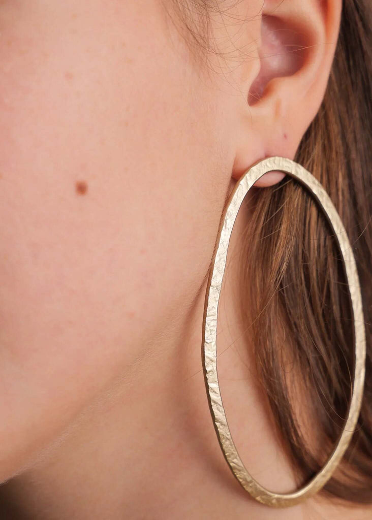 Ivee Earrings — Large gold hoop earrings on model, detail — MYFASHIONFRUIT