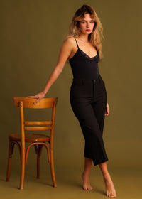 Greta Capri Pants — Black capri pants on model — MYFASHIONFRUIT