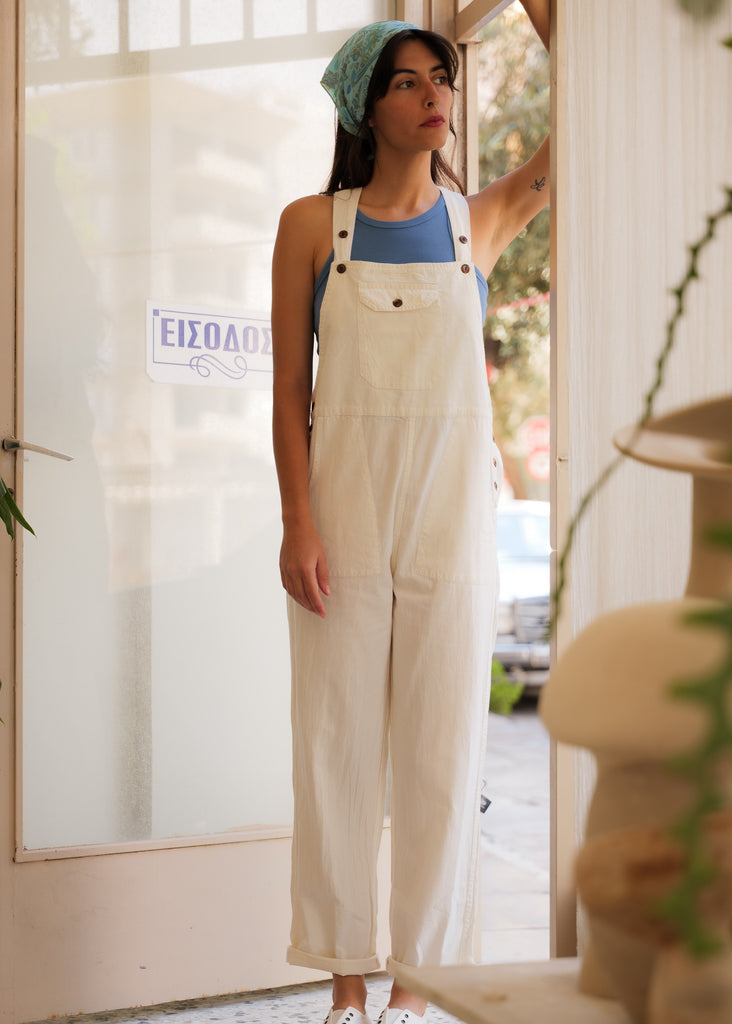 Sia Dungarees — Linen overalls on model — MYFASHIONFRUIT