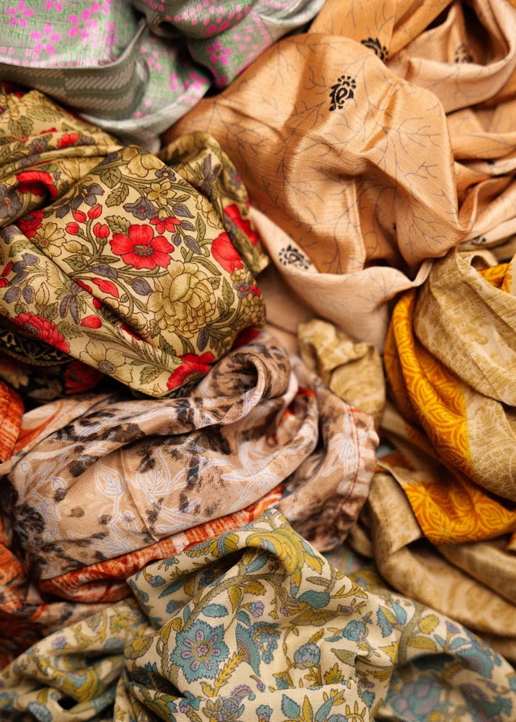 Bijal Silk Scarf — detail of floral and graphic prints — MYFASHIONFRUIT