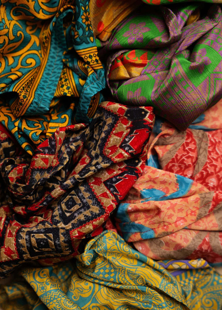 Bijal Silk Scarf — Multicolored silk scarves, detail — MYFASHIONFRUIT