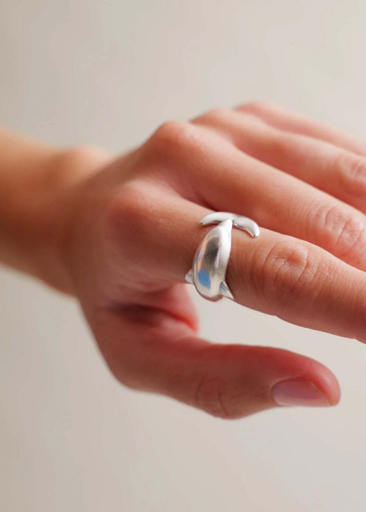 Dolphin Ring — Silver ring on model — MYFASHIONFRUIT