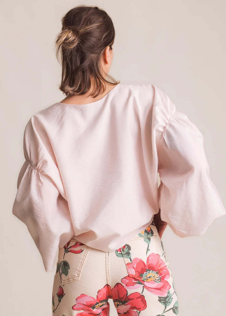Malu Top — Pink top, puff sleeves on model — MYFASHIONFRUIT
