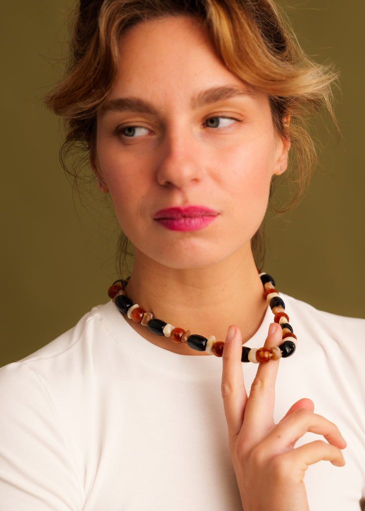 Oona Necklace — Resin beaded necklace on model — MYFASHIONFRUIT
