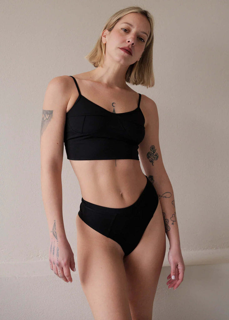 Eden Undies — Black cotton set on model — MYFASHIONFRUIT
