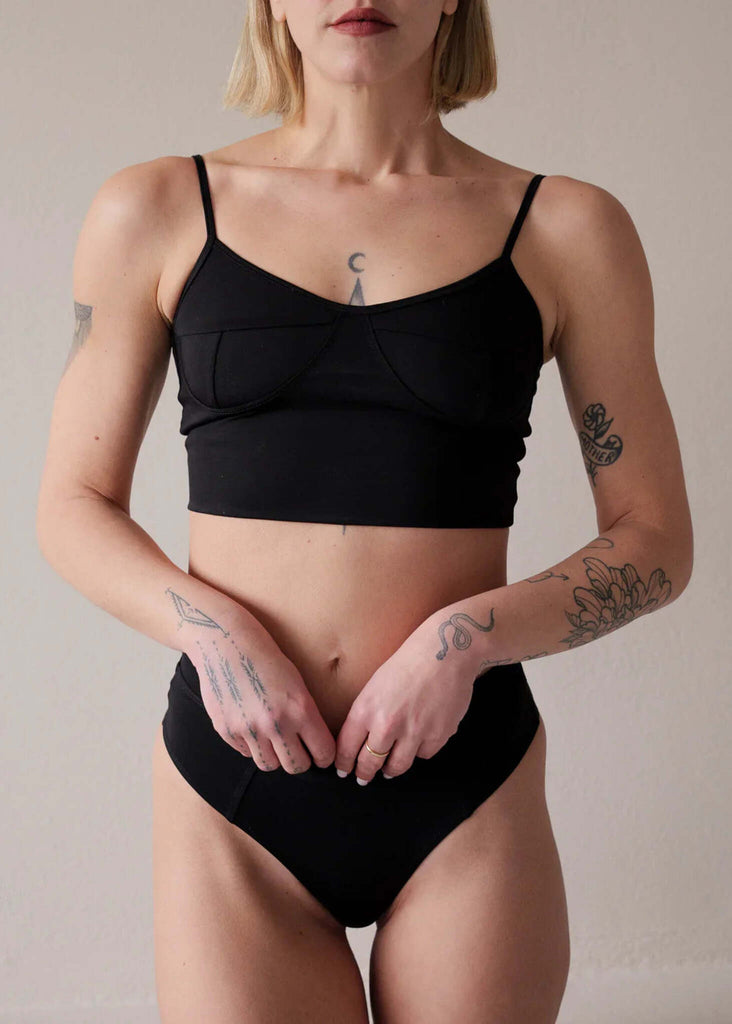 Eden Set - Black — Set on model, black ribbed cotton — MYFASHIONFRUIT