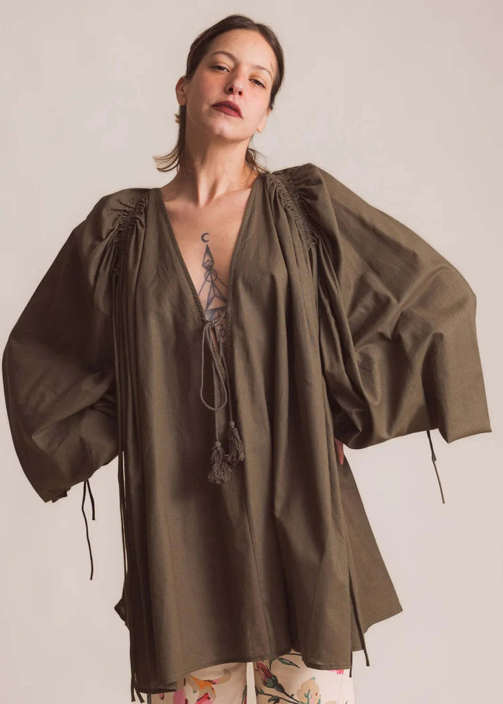 Nanise Top — Green cotton top on model — MYFASHIONFRUIT