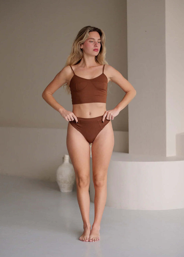 Eden Undies — Brown underwear on model — MYFASHIONFRUIT
