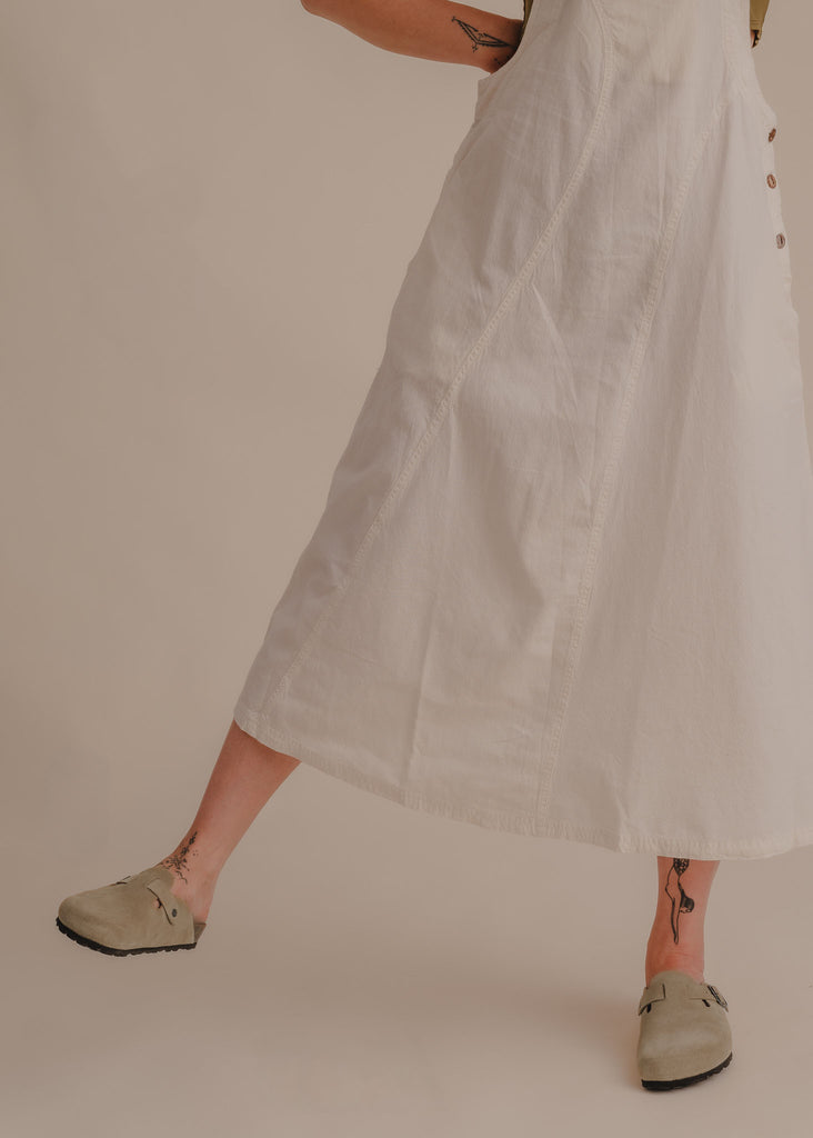 Bilbao Suede Clogs — Beige suede clogs on model — MYFASHIONFRUIT