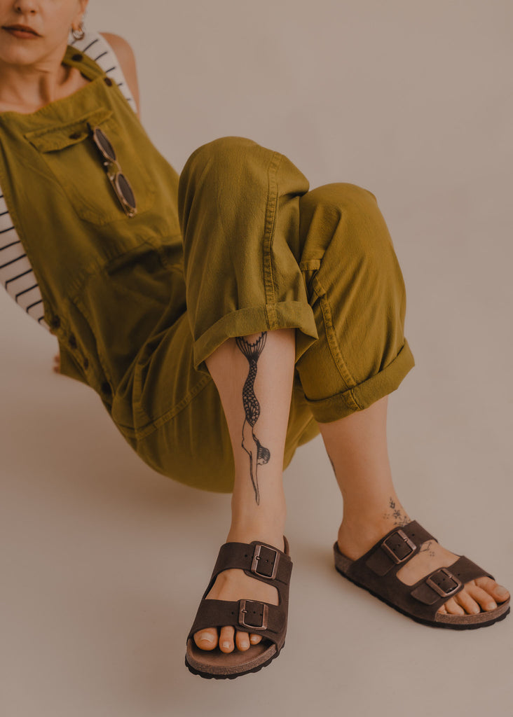 Palma Suede Sandals — Brown suede sandals on model — MYFASHIONFRUIT