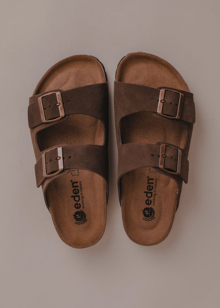 Palma Suede Sandals — Brown suede sandals with buckles — MYFASHIONFRUIT