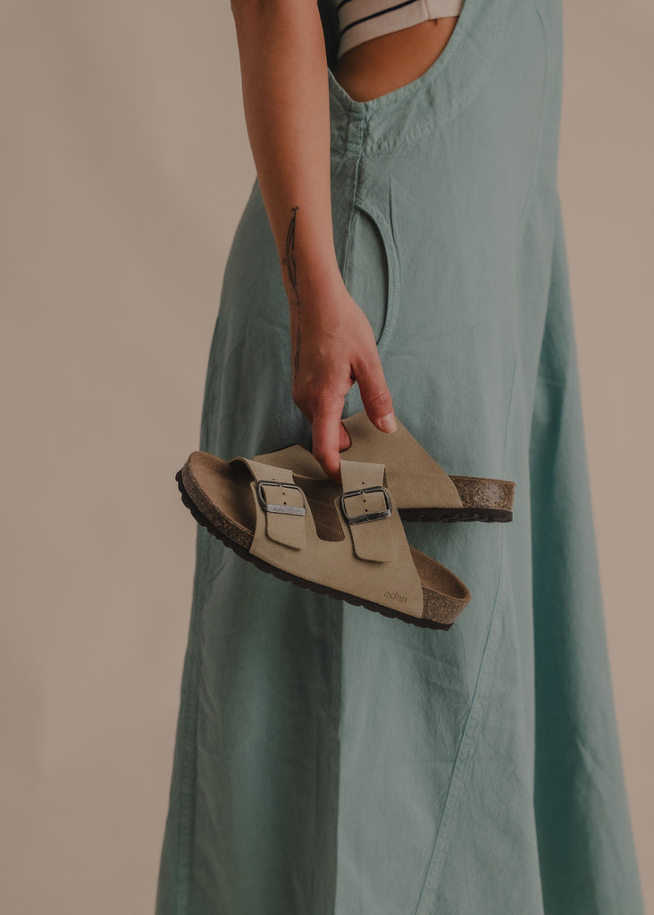 Palma Suede Sandals — beige sandals detail — MYFASHIONFRUIT