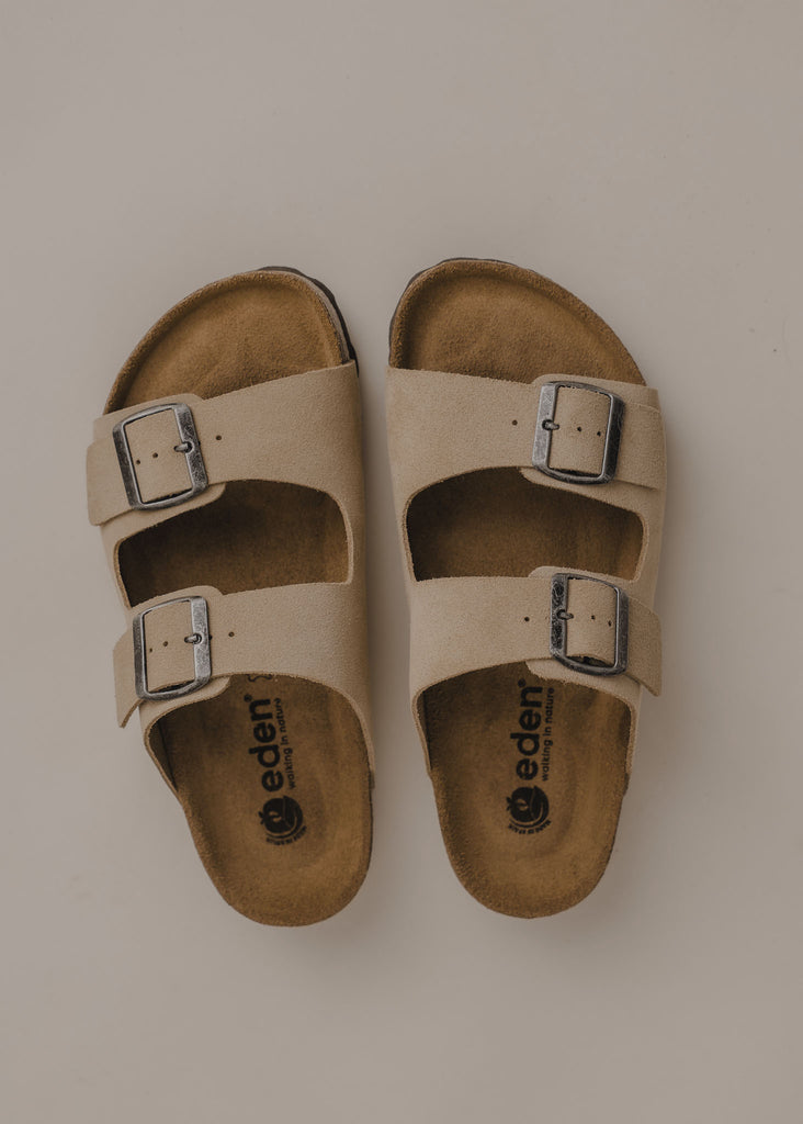 Palma Suede Sandals — beige suede sandals with buckles — MYFASHIONFRUIT