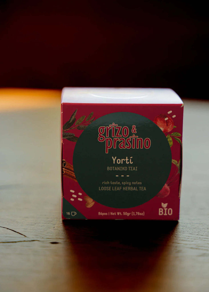 Yorti Herbal Blend — Box detail, pink with green label — MYFASHIONFRUIT