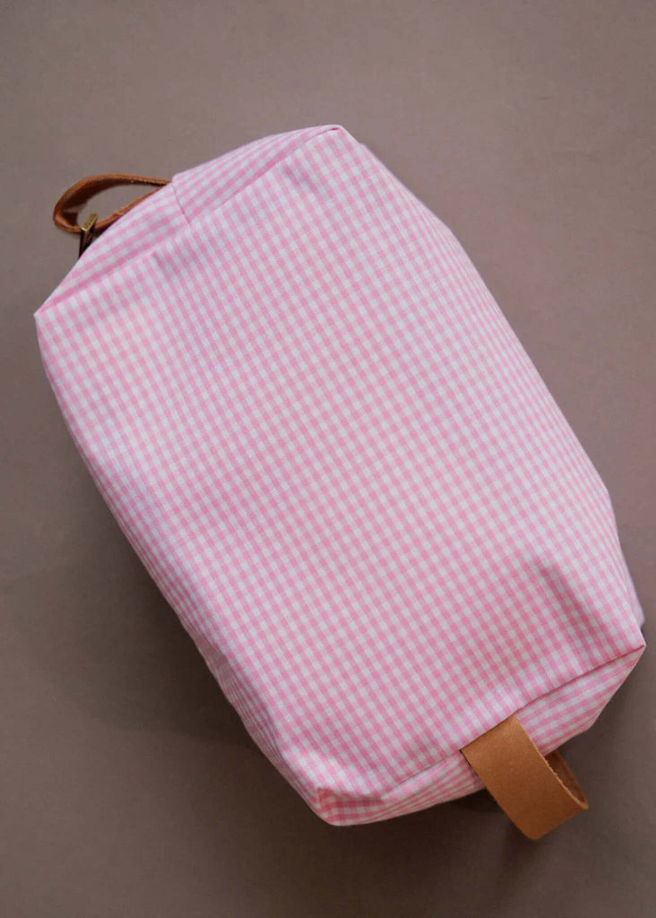 Bailey Necessaire — Pink gingham bag with leather handle — MYFASHIONFRUIT