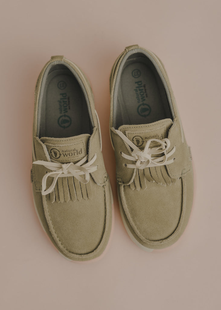 Figuera Boat Shoes — Beige suede boat shoes with fringe detail — MYFASHIONFRUIT