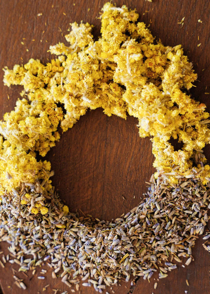 Nani - Baby Bath — Yellow & lavender flower wreath detail — MYFASHIONFRUIT