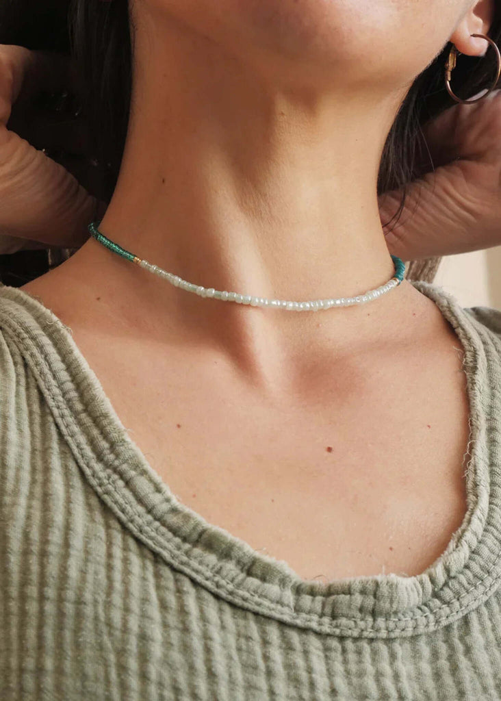 Gabby Necklace — beaded necklace on model — MYFASHIONFRUIT