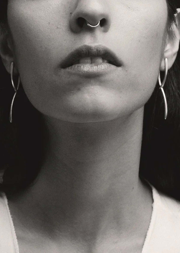 Twig Earrings — Silver earrings on model, detail — MYFASHIONFRUIT