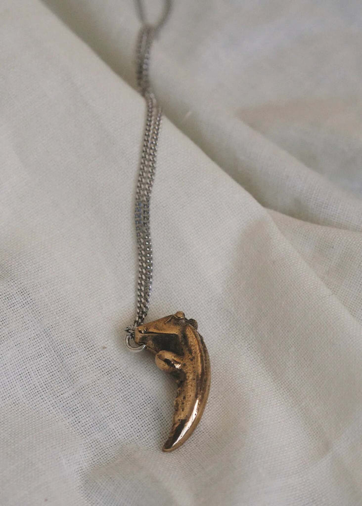 Savant Crab Claw Pendant — bronze claw on silver chain — MYFASHIONFRUIT