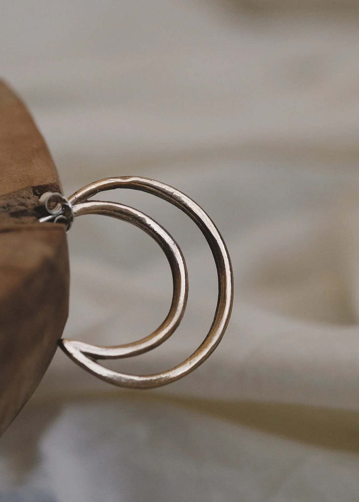 Crescent Hoop Earrings — Silver double hoop detail — MYFASHIONFRUIT