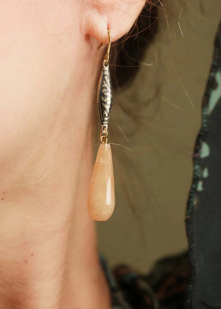 Stella Jade Earrings — detail, earring on model — MYFASHIONFRUIT