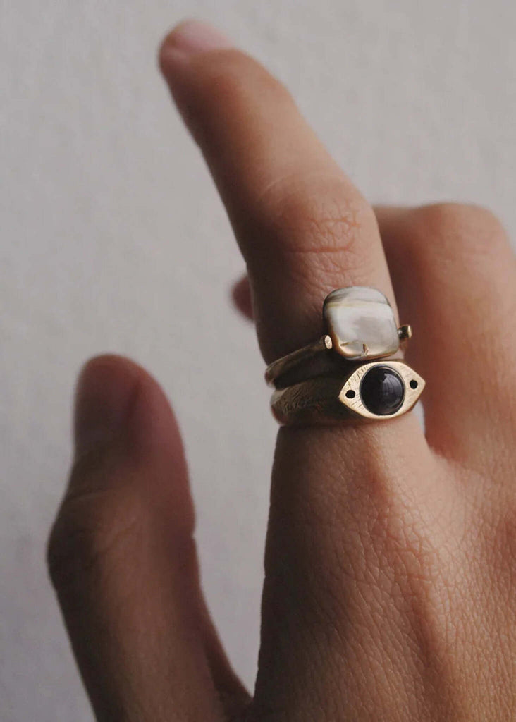 Sally Ring — gold and pearl rings on finger — MYFASHIONFRUIT