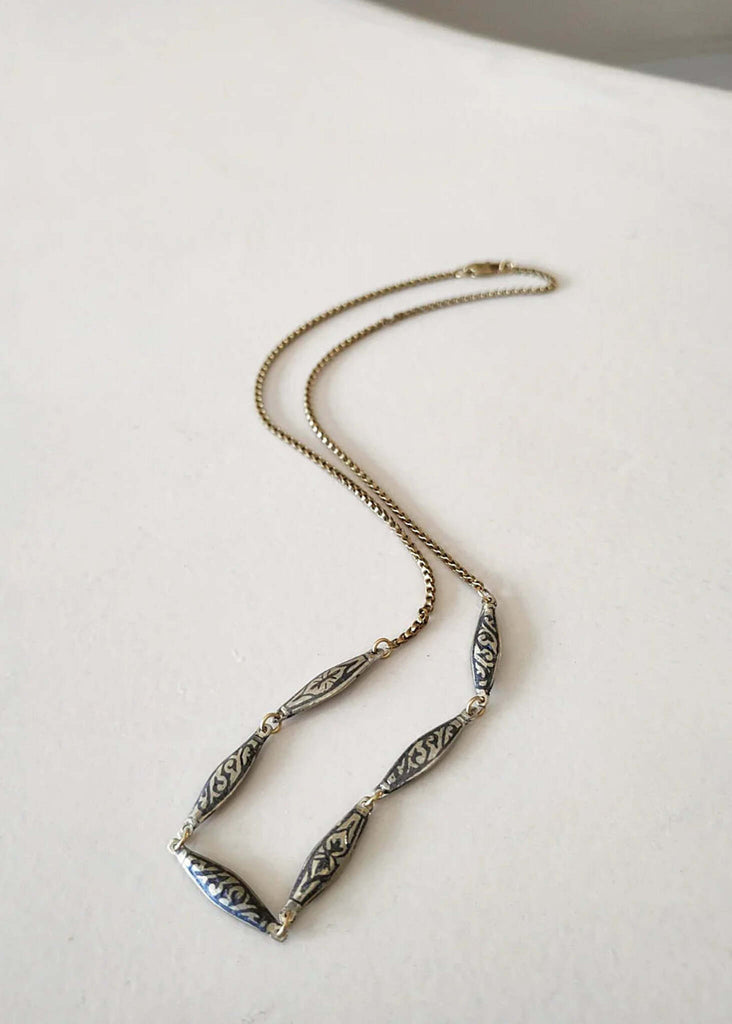 Stella Necklace — chain necklace with gray patterned charms — MYFASHIONFRUIT